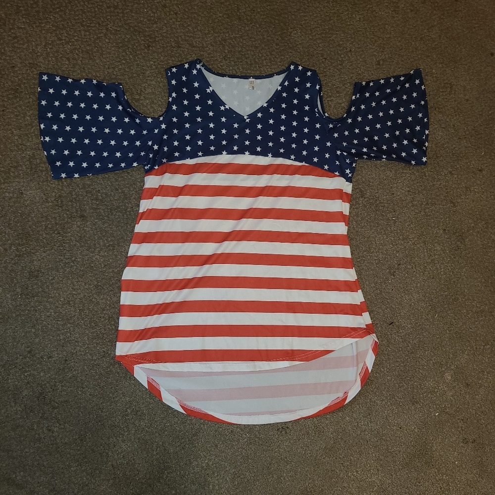 USA American Flag Polyester Shirts (Set of 2) Ladies 2XL